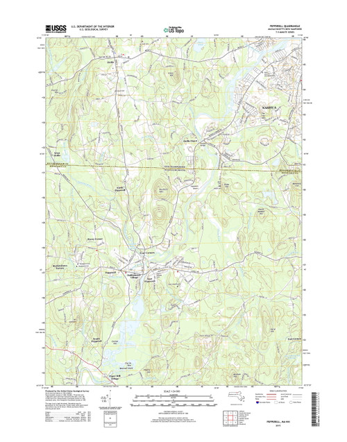 Pepperell, Massachusetts 2015 () USGS Old Topo Map Reprint 7x7 MA Quad