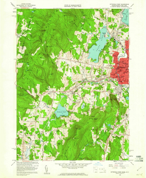 Pittsfield West, Massachusetts 1959 (1960) USGS Old Topo Map Reprint 7x7 MA Quad 350466
