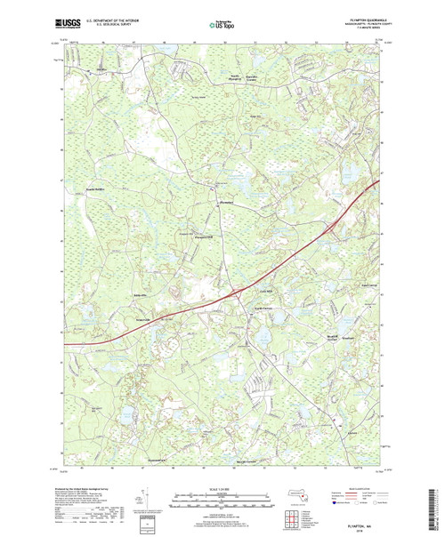 Plympton, Massachusetts 2018 () USGS Old Topo Map Reprint 7x7 MA Quad