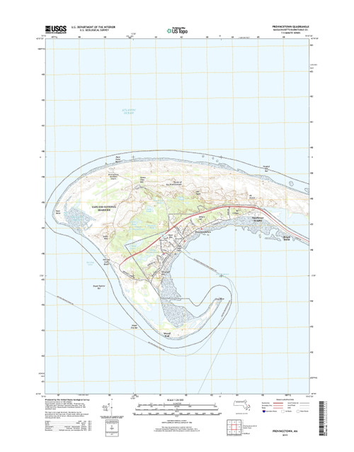 Provincetown, Massachusetts 2015 () USGS Old Topo Map Reprint 7x7 MA Quad