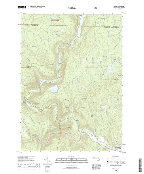 Rowe, Massachusetts 2018 () USGS Old Topo Map Reprint 7x7 MA Quad