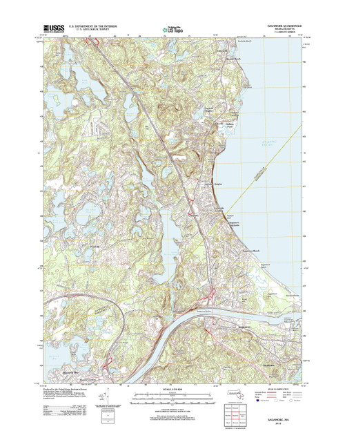 Sagamore, Massachusetts 2012 () USGS Old Topo Map Reprint 7x7 MA Quad