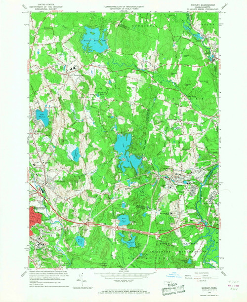 Shirley, Massachusetts 1965 (1968) USGS Old Topo Map Reprint 7x7 MA Quad 350557