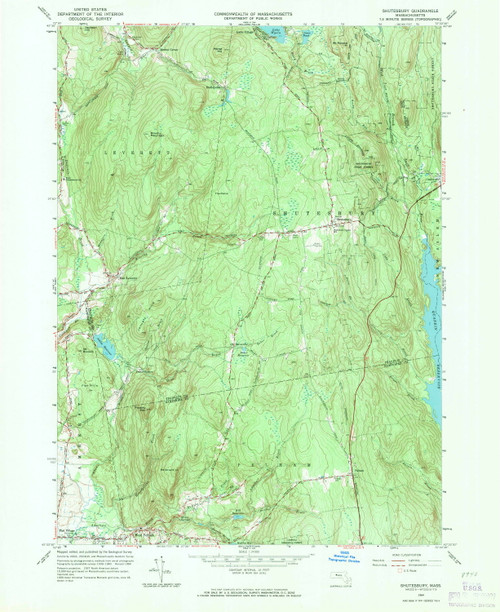 Shutesbury, Massachusetts 1964 (1971) USGS Old Topo Map Reprint 7x7 MA Quad 350565