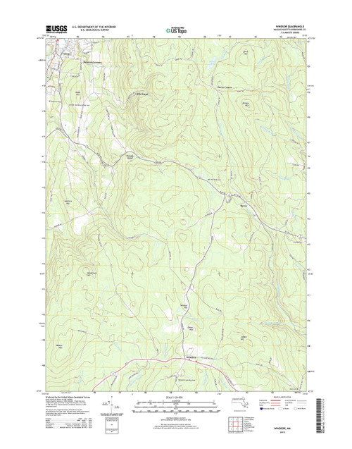 Windsor, Massachusetts 2015 () USGS Old Topo Map Reprint 7x7 MA Quad