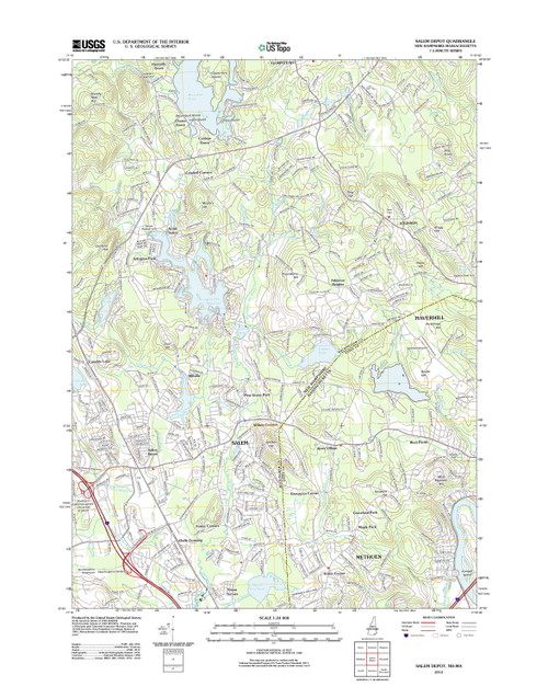 Salem Depot, New Hampshire 2012 () USGS Old Topo Map Reprint 7x7 MA Quad