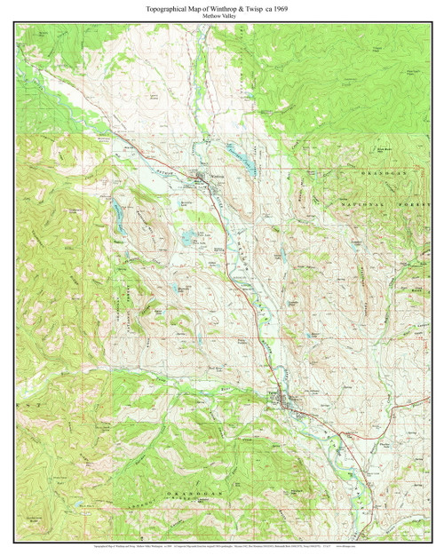 Methow Valley - Winthrop & Twisp 1969 - Custom USGS Old Topo Map - Washington State 15x15