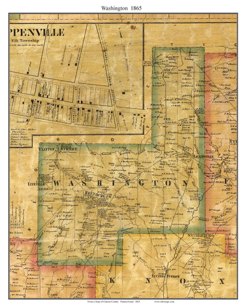 Washington Township, Pennsylvania 1865 Old Town Map Custom Print - Clarion Co. (Color)