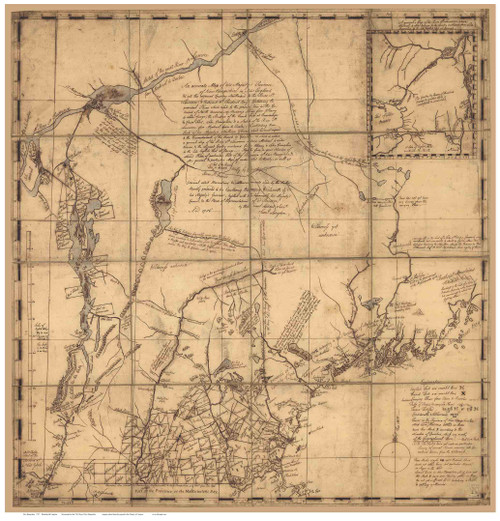 New Hampshire 1756 - 1761 Blanchard & Langdon Manuscript - Old State Map Reprint