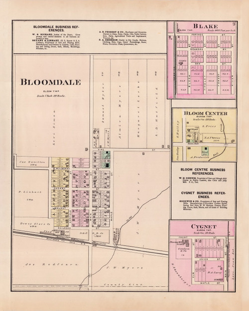 Bloomdale Blake Cygnet, Ohio 1886 - Wood Co. Atlas 5