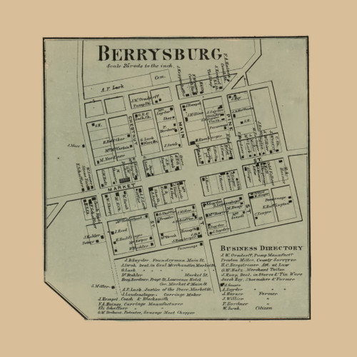 Berrysburg - Mifflin, Pennsylvania 1862 Old Town Map Custom Print - Dauphin Co.
