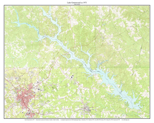 Lake Greenwood 1971 - Custom USGS Old Topo Map - South Carolina