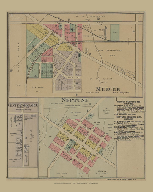 Mercer and Neptune Ohio 1888 - Mercer Co. Atlas 12