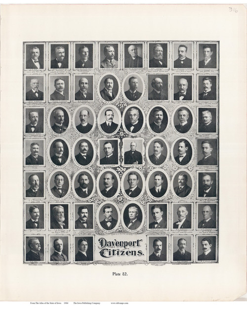 Citizens Portraits - Davenport, Iowa 1904 - Iowa State Atlas  316