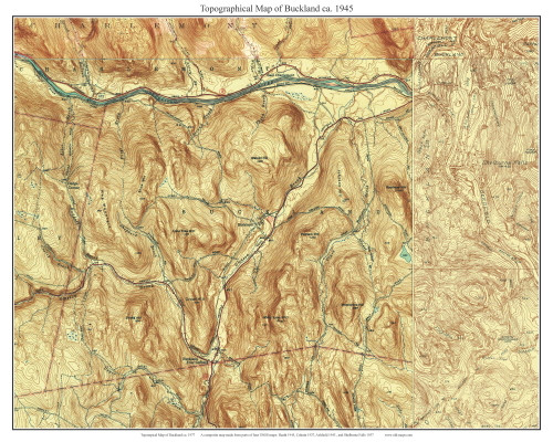 Buckland 1945 - Custom USGS Old Topo Map - Massachusetts 7x7 Custom FRCO