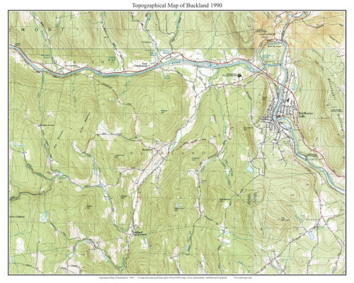 Buckland 1990 - Custom USGS Old Topo Map - Massachusetts 7x7 Custom FRCO