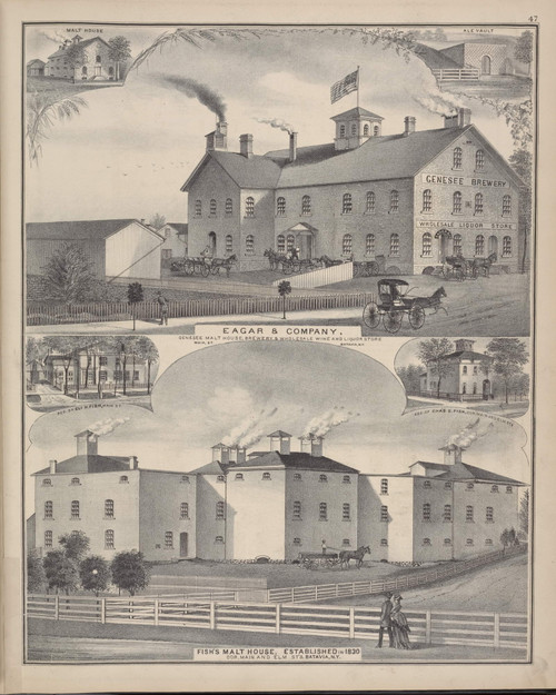 Malt House #047 - New York 1876 - Old Town Map Reprint - Genesee Co. Atlas