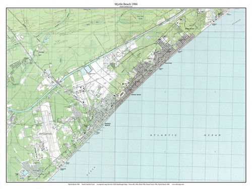 Myrtle Beach 1984 - Custom USGS Old Topo Map - South Carolina Coast
