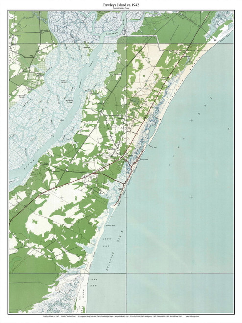 Pawleys Island 1942 - Custom USGS Old Topo Map - South Carolina Coast