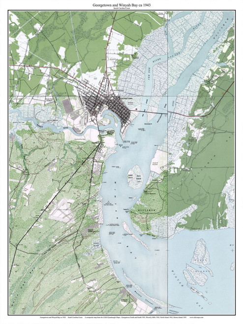 Georgetown 1943 - Custom USGS Old Topo Map - South Carolina Coast