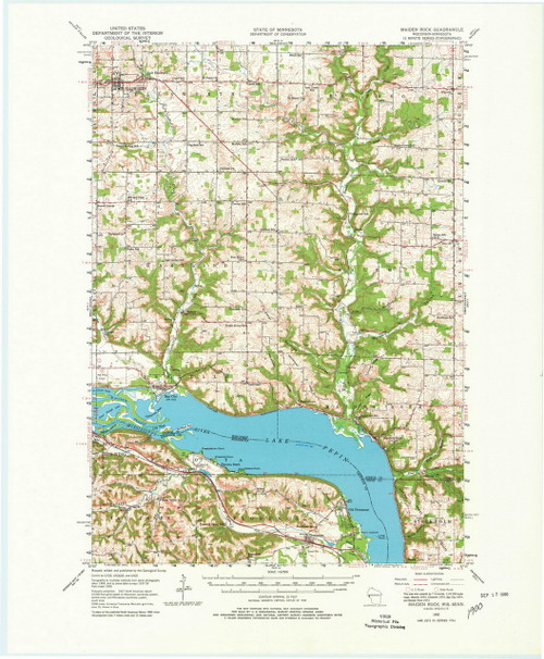 Maiden Rock, Wisconsin 1950 (1980) USGS Old Topo Map Reprint 15x15 WI Quad 802876
