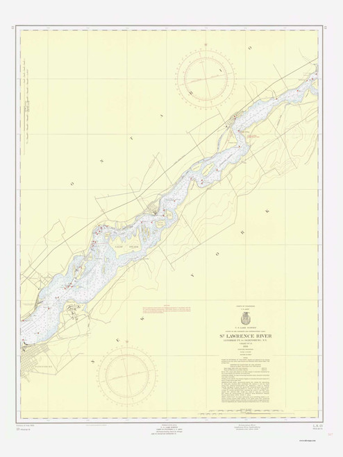 Leishman Point to Ogdensburg 1956 St Lawrence River Nautical Chart Reprint 13 Great Lakes