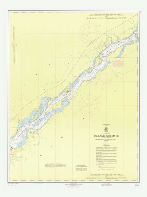 Leishman Point to Ogdensburg 1966 St Lawrence River Nautical Chart Reprint 13 Great Lakes