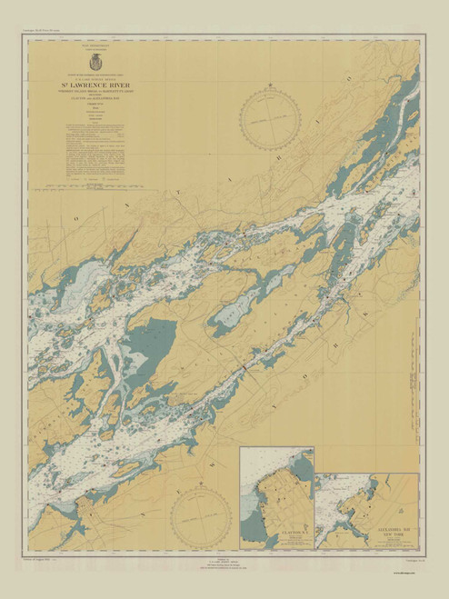 Whiskey Island to Bartlett Point 1946 St Lawrence River Nautical Chart Reprint 16 Great Lakes