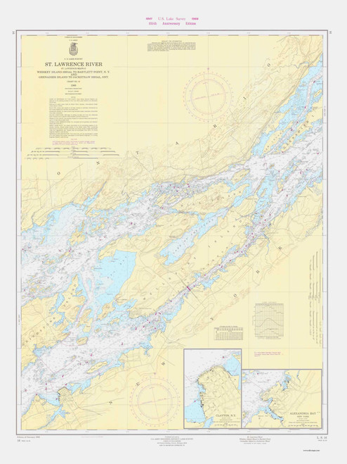 Whiskey Island to Bartlett Point 1966 St Lawrence River Nautical Chart Reprint 16 Great Lakes