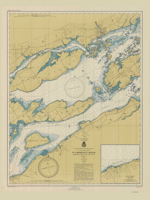 Bartlett Point to Cape Vincent 1946 St Lawrence River Nautical Chart Reprint 17 Great Lakes
