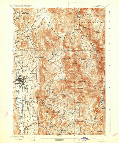 Rutland, Vermont 1893 (1933) USGS Old Topo Map Reprint 15x15 VT Quad 338137