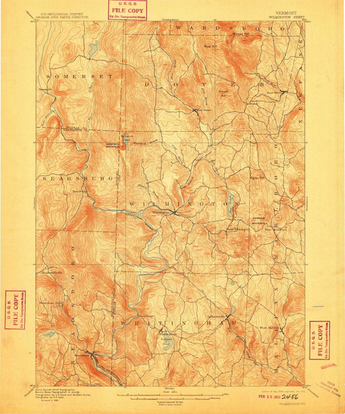 Wilmington, Vermont 1889 (1910) USGS Old Topo Map Reprint 15x15 VT Quad 338201