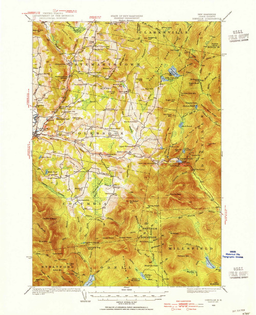 Dixville, New Hampshire 1930 (1954) USGS Old Topo Map Reprint 15x15 VT Quad 330001