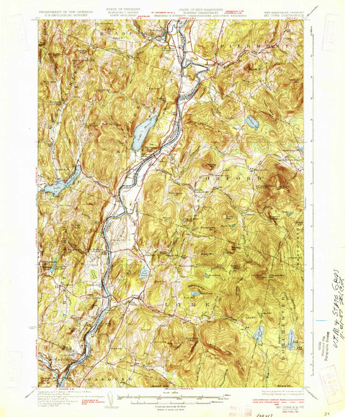 Mt. Cube, New Hampshire 1933 () USGS Old Topo Map Reprint 15x15 VT Quad 330221