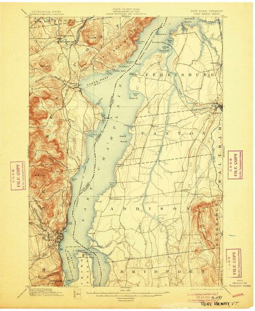 Port Henry, New York 1898 (1905) USGS Old Topo Map Reprint 15x15 VT Quad 148155