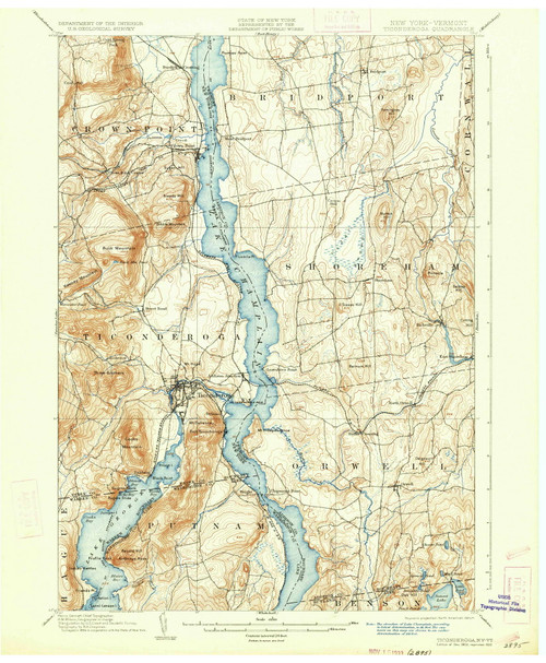 Ticonderoga, New York 1902 (1933) USGS Old Topo Map Reprint 15x15 VT Quad 144331