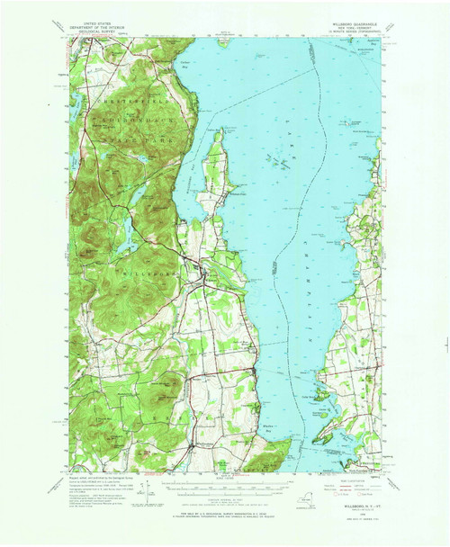 Willsboro, New York 1956 (1969) USGS Old Topo Map Reprint 15x15 VT Quad 140324