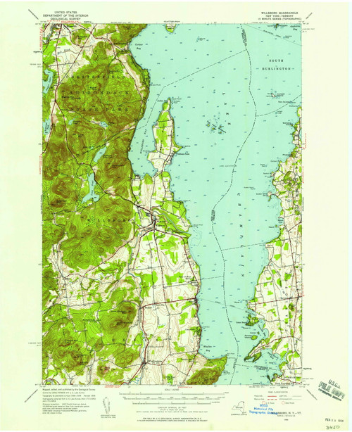 Willsboro, New York 1956 (1958) USGS Old Topo Map Reprint 15x15 VT Quad 140327