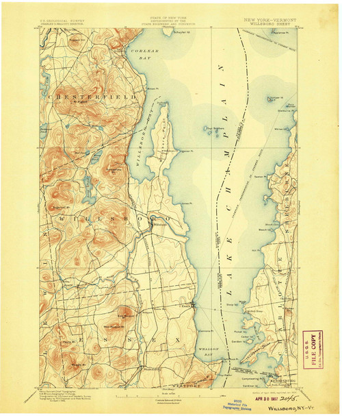 Willsboro, New York 1895 (1907) USGS Old Topo Map Reprint 15x15 VT Quad 144492