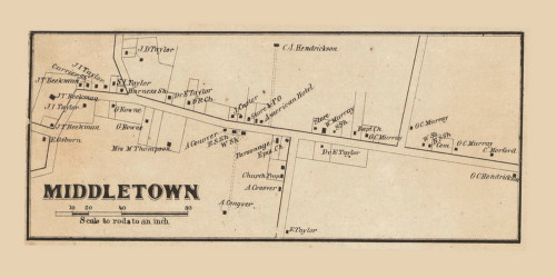 Middletown Village, New Jersey 1861 Old Town Map Custom Print - Monmouth Co.