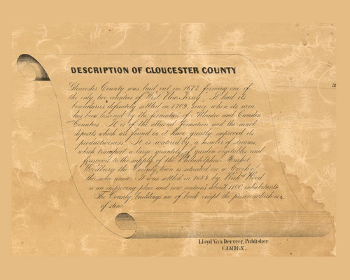 Description of Gloucester Co, New Jersey 1849 Old Town Map Custom Print - Salem & Gloucester Co.