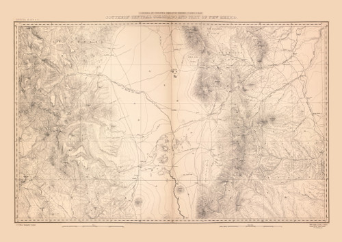 South Central Colorado, Colorado 1877 - Old Map Reprint - Colorado Atlas