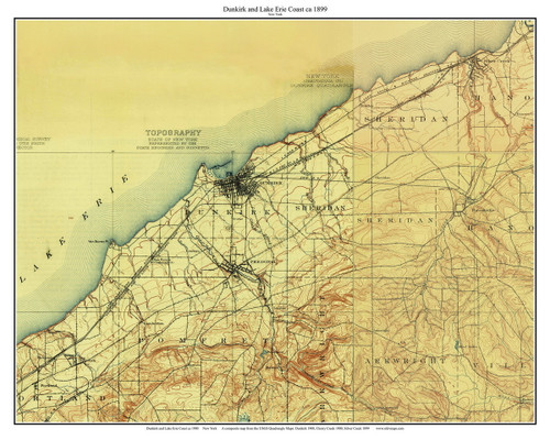 Dunkirk 1900 - Custom USGS Old Topo Map - New York - Lake Erie-Chatauqua