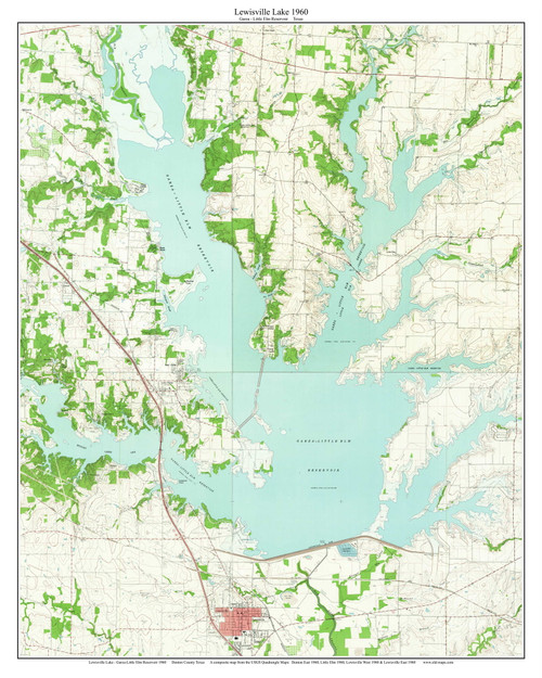 Lewisville Lake 1960 - Custom USGS Old Topo Map - Texas