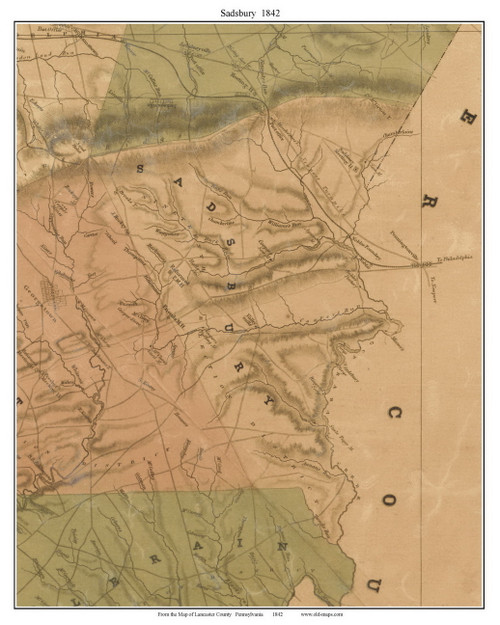Sadsbury Township, Pennsylvania 1842 Old Town Map Custom Print - Lancaster Co.