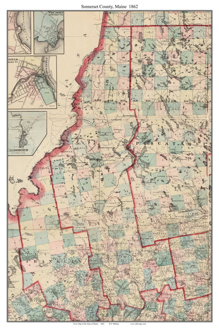 Somerset County, Maine 1862 - Old Map Custom Reprint - Counties Other