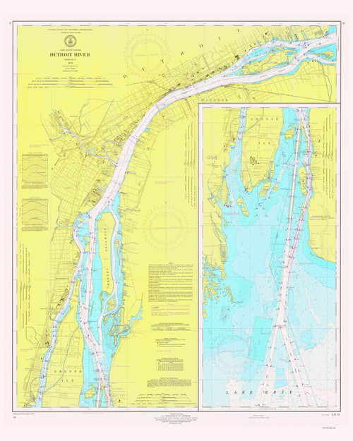 Detroit River 1972 Detroit & St Clair Rivers Harbor Chart Reprint Great Lakes 4 - 41