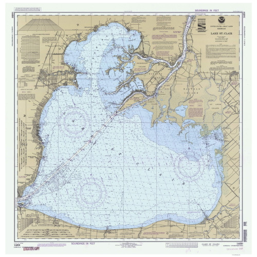 Lake St Clair 1992 Detroit & St Clair Rivers Harbor Chart Reprint Great Lakes 4 - 42