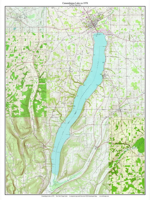 Canandaigua Lake 1978 - Custom USGS Old Topo Map - New York - Finger Lakes