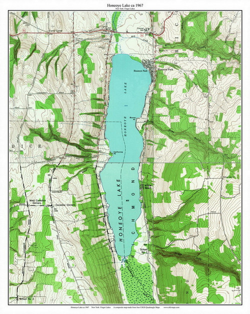 Honeoye Lake 1967 - Custom USGS Old Topo Map - New York - Finger Lakes